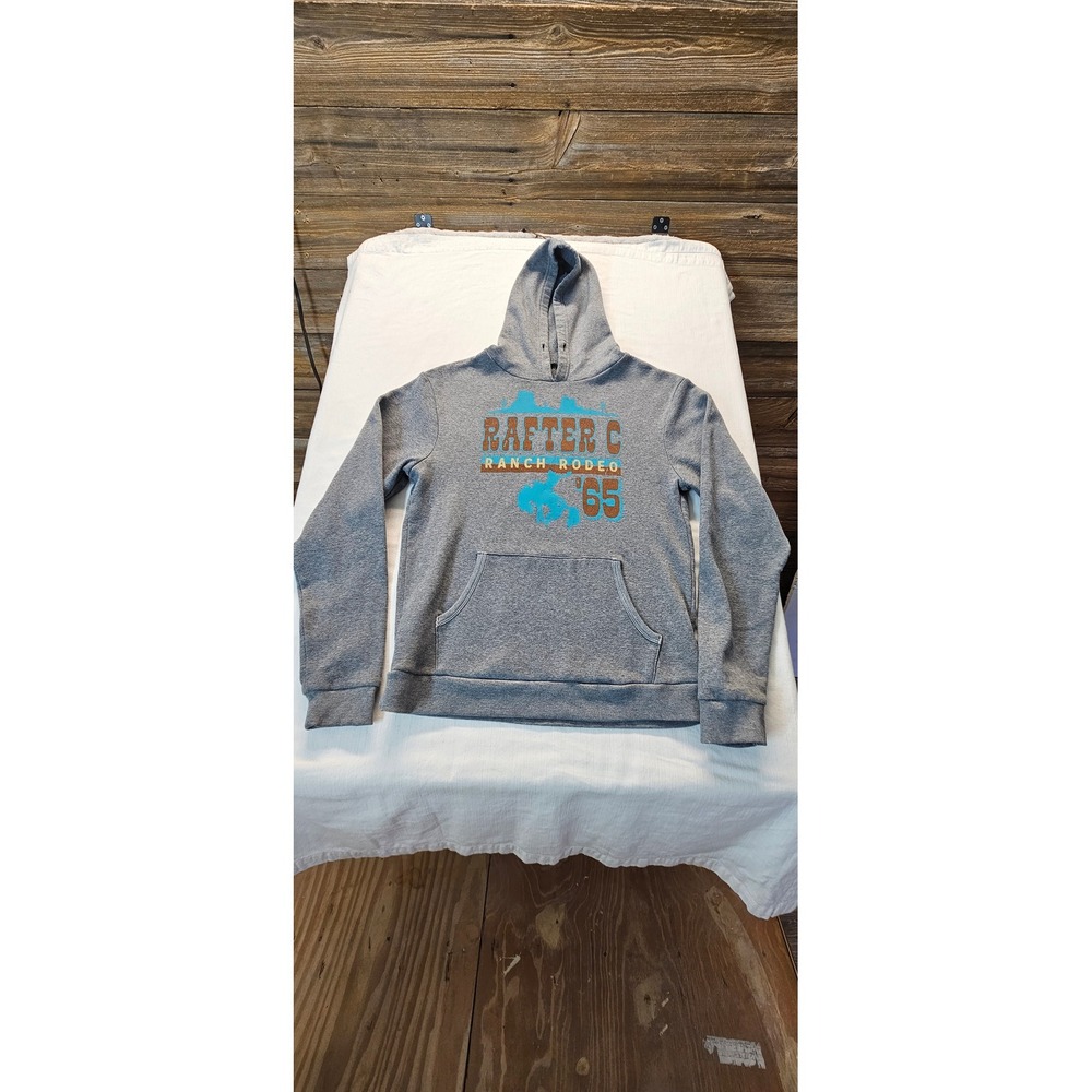 Rafter C Ranch Rodeo 65 Graphic Hoodie Heather Gray Western Sweatshirt Mens L
